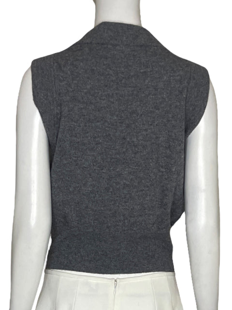 Chaleco Massimo Dutti Botones Punto Gris-Talla S