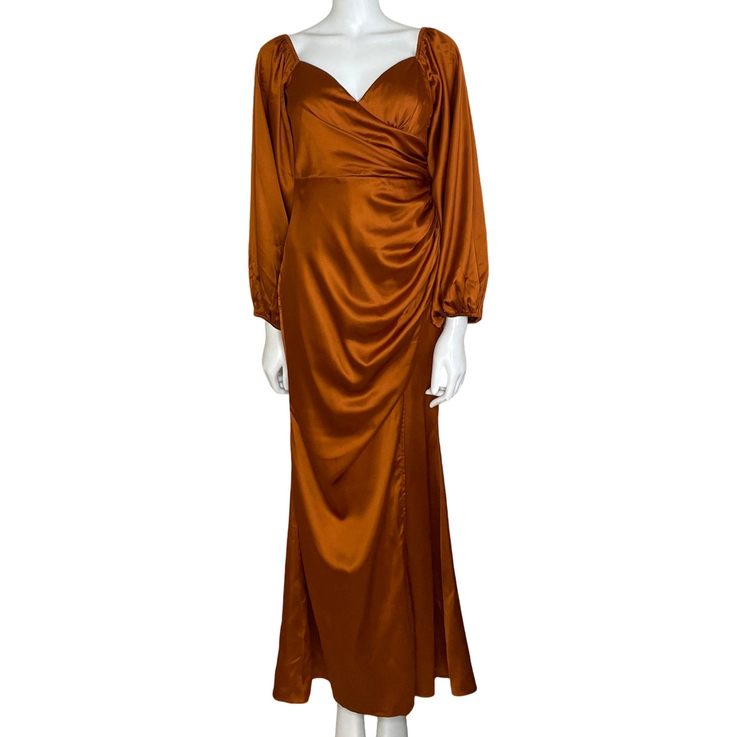Vestido Maniju Maxi Mangas Bombachas Cobre-
Talla L