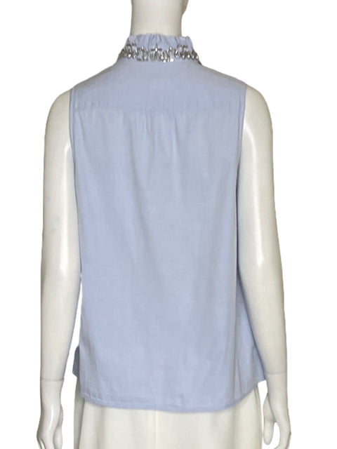 Blusa J.Crew Sin Mangas Pedreria Azul - Talla 8