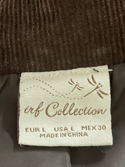 Chaqueta Zara Acanalada Marrón-Talla L