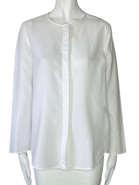 Camisa Massimo Dutti Lineas Tranparente Blanca-Talla 8