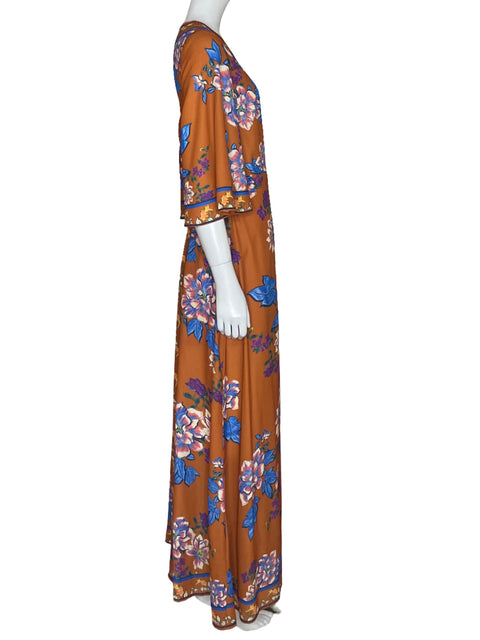 Vestido IVE Cross Body Floral Marrón-Talla L