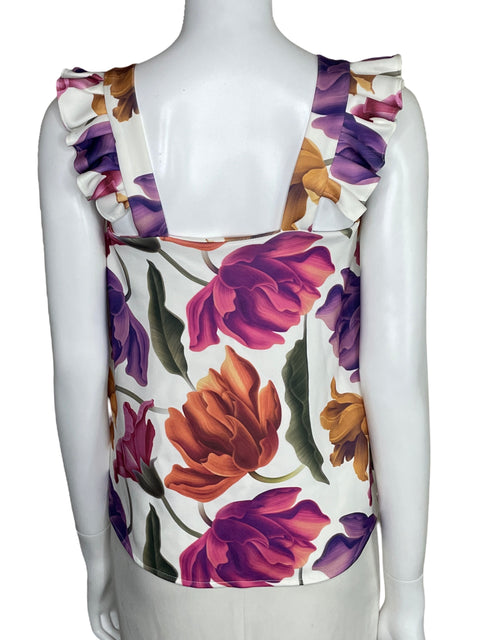 Blusa Hym Floral Sin Mangas Blanco-Talla M