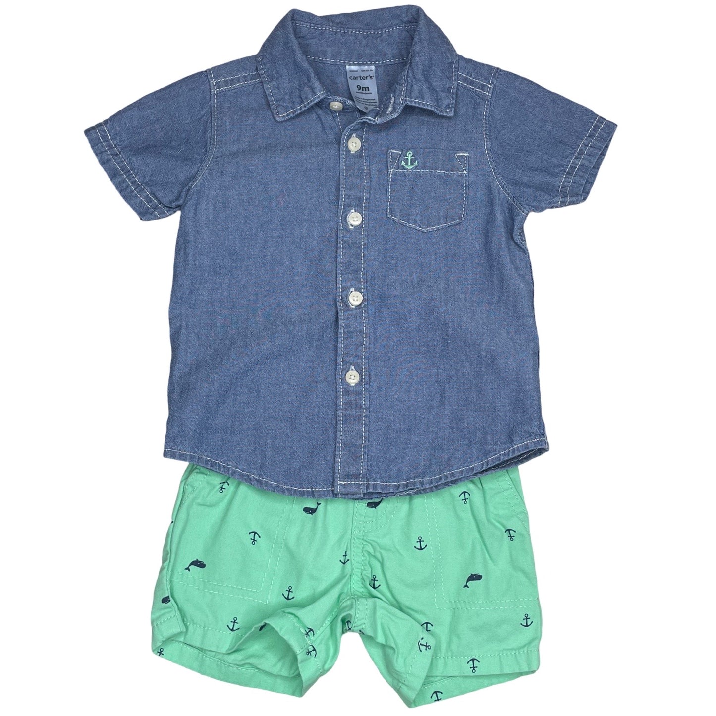 Set Carter's Anclas Camisa Azul-Talla 9M