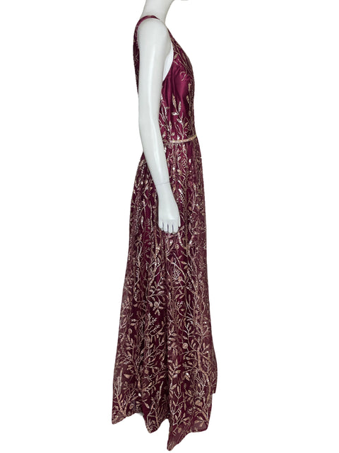 Vestido Soieblu Lentejuelas Rojo Vino-Talla M