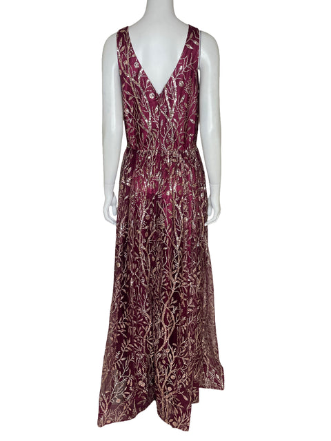 Vestido Soieblu Lentejuelas Rojo Vino-Talla M