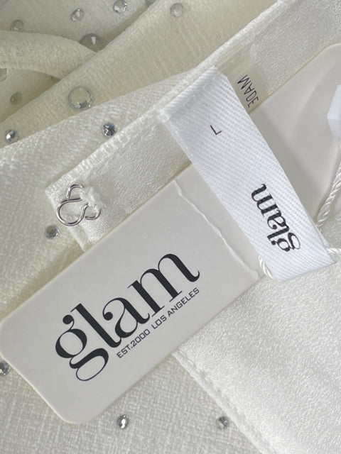 Top Glam Strass Blanco-Talla L