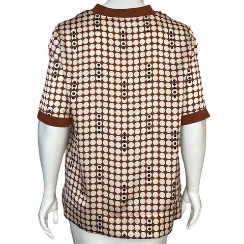 Blusa Punto Roma Bolas Marron - Talla 18