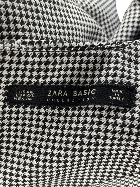 Vestido Zara Mini Pata de Gallo Negro-Talla XXL