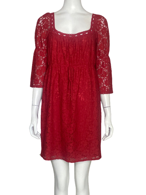Vestido Laundry Encaje Rojo-Talla M