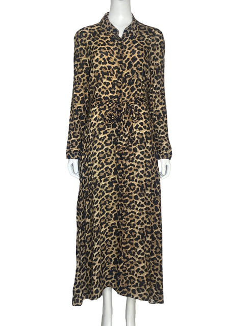 Vestido Zara Leopard Print Marròn-Talla S