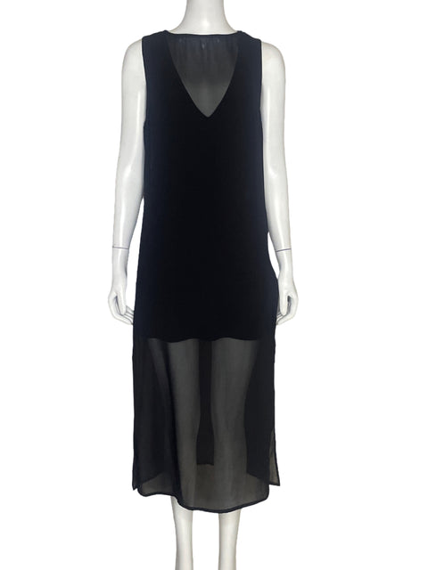 Vestido Zara Sin mangas Midi Negro-Talla S