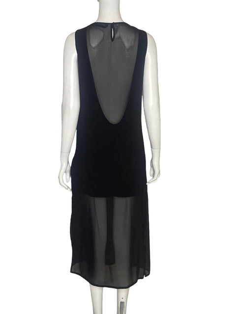 Vestido Zara Sin mangas Midi Negro-Talla S