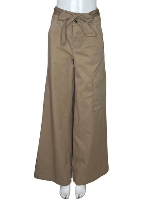 Pantalón Veronica Beard Belisa Wide Leg Beige-Talla 27