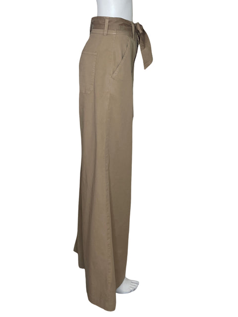 Pantalón Veronica Beard Belisa Wide Leg Beige-Talla 27