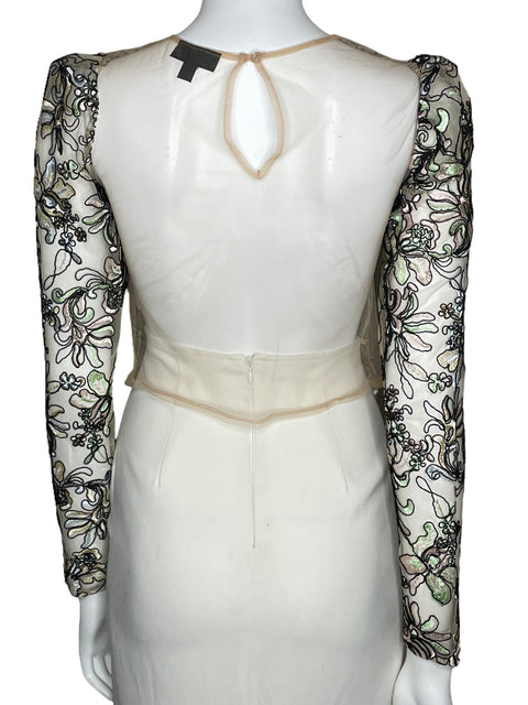 Top TopShop Bordado Floral Beige-Talla 2
