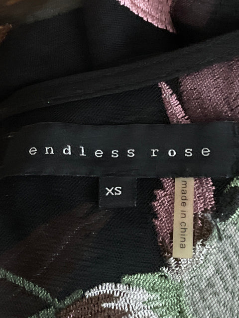 Blusa Endless Rose Meesh Bordada Negro-Talla XS