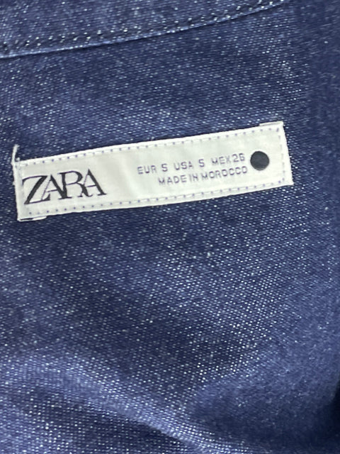 Vestido Zara Denim Camisero Azul-Talla S