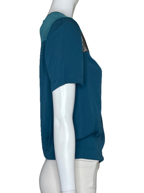 Blusa Diane Von Furstenberg Brillo Verde-Talla 0