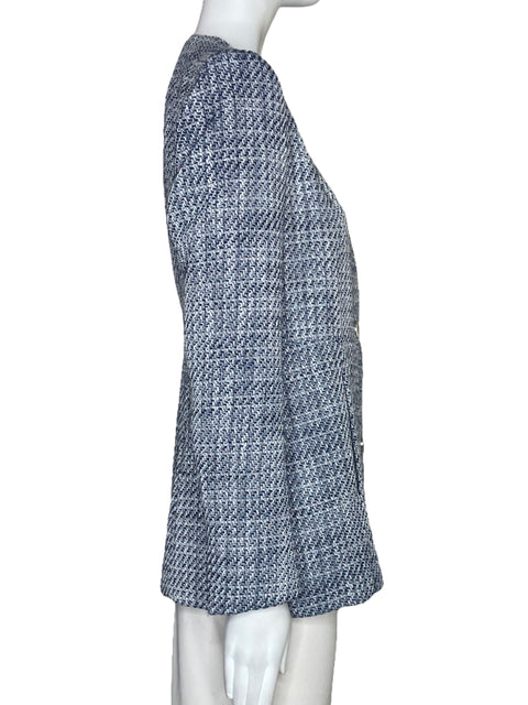 Blazer Zara Tweed 4 Botones Azul-Talla XS