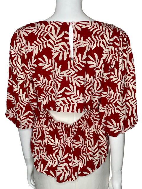 Blusa Esprit Cut Out Estampado Rojo-Talla L