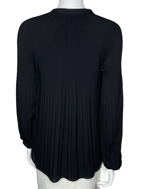Blusa Ralph Lauren Plisada Manga Larga Negro-Talla M
