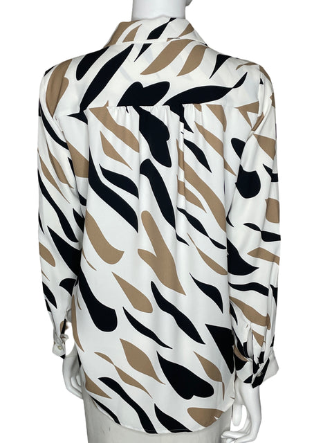 Blusa Ann Taylor Bolsillos Estampada Blanco-Talla M