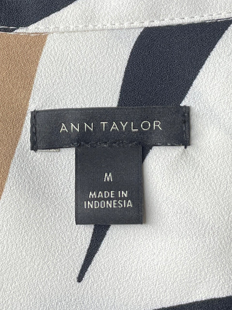 Blusa Ann Taylor Bolsillos Estampada Blanco-Talla M