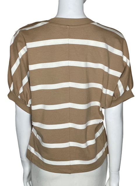 Top Ann Taylor Abullonado Rayas Marrón-Talla M