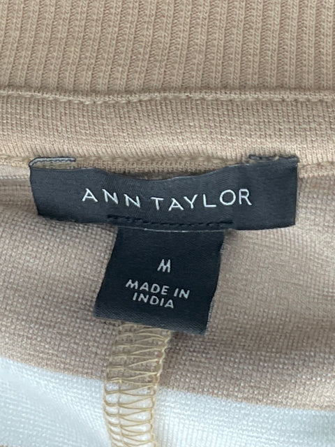Top Ann Taylor Abullonado Rayas Marrón-Talla M