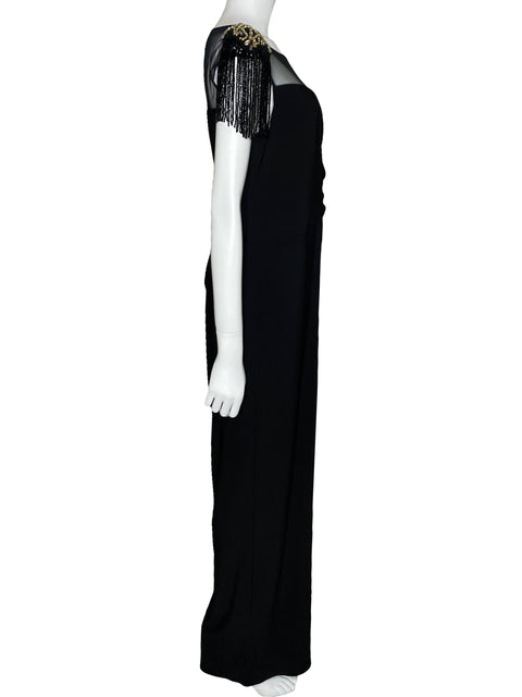 Mono Adrianna Papell Hombreras Piedras Negro-Talla 10