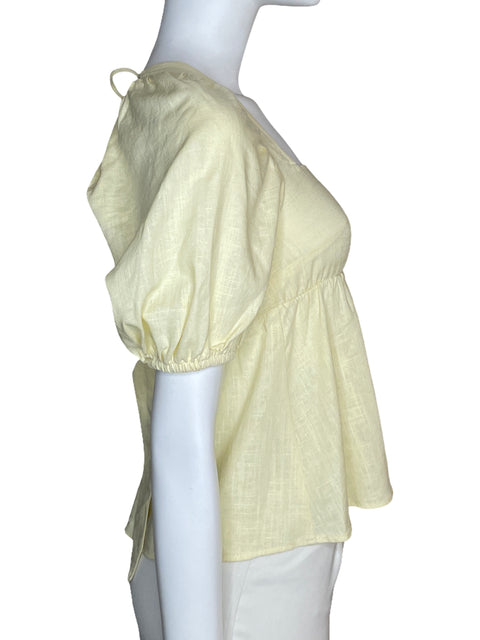 Blusa H&M Manga Corta back Out Amarillo-Talla XS