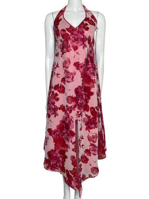 Vestido Andrea Pagano Halter Asimétrico rosado-Talla M