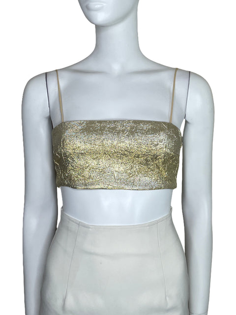 Top Oysho Tirantes Brillante Dorado-Talla XS