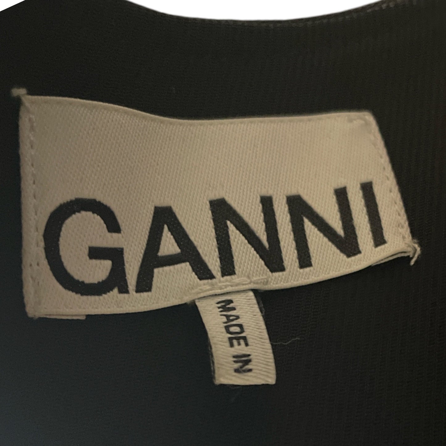 Vestido Ganni Cuello V Negro-Talla 36