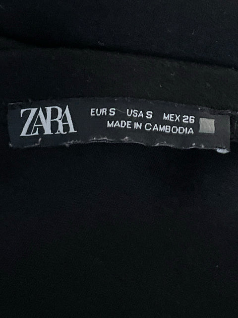 Vestido Zara Mini Cuello Redondo Negro-Talla S