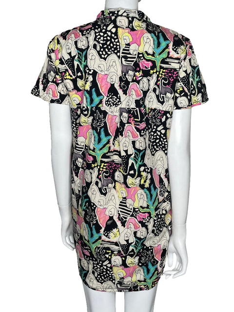 Vestido Zara Estampada Asimétrica Negro-Talla M