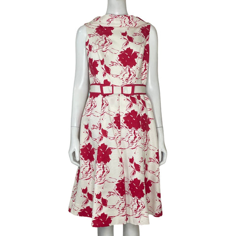 Vestido Rickie Freeman Teri Jon Flores Sin Mangas Blanco - Talla 6