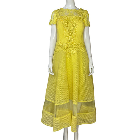 Vestido Gemy Maalouf Le Pret Bordados Amarillo - Talla 12