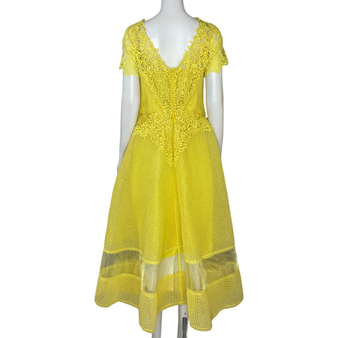 Vestido Gemy Maalouf Le Pret Bordados Amarillo - Talla 12