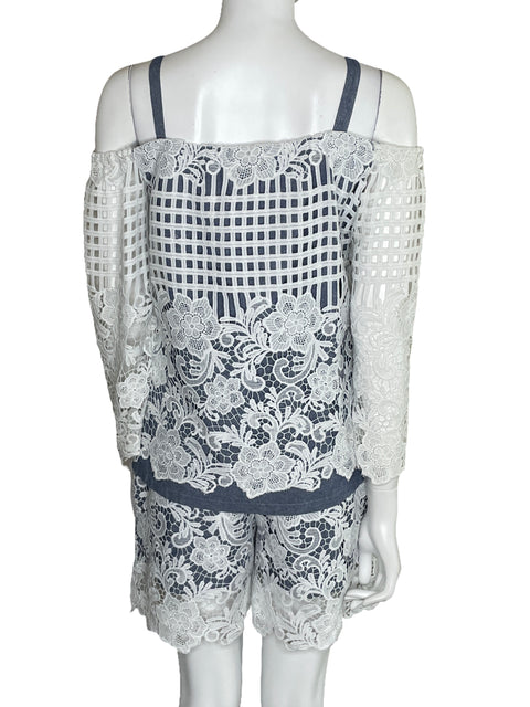 Set Julian Chang Encaje Azul-Talla L