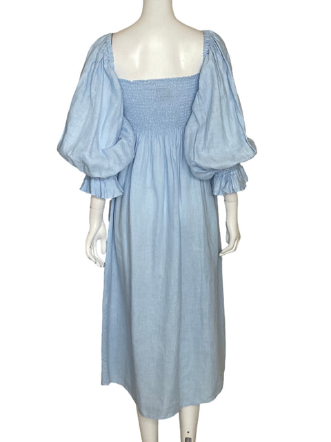 Vestido Sleeper Mangas Abullonadas Azul-Talla L