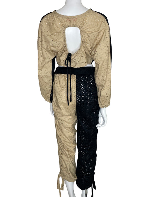 Set Dayra Bicolor Troquelado Negro-Talla S