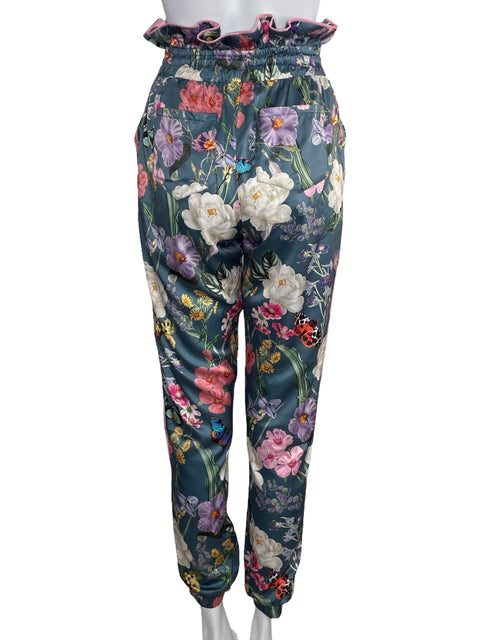 Pantalón Simona Paper Bag Satinado Verde-Talla M
