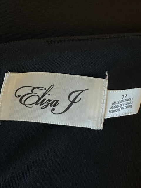 Vestido Eliza J Midi Sin Mangas Negro-Talla 12