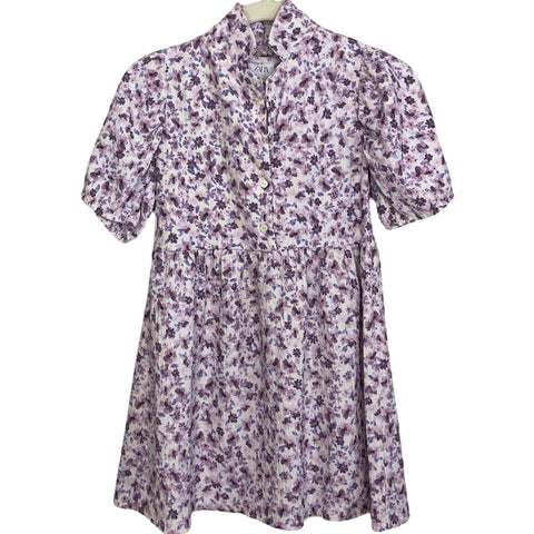 Vestido Zara Floral Morado-Talla 6