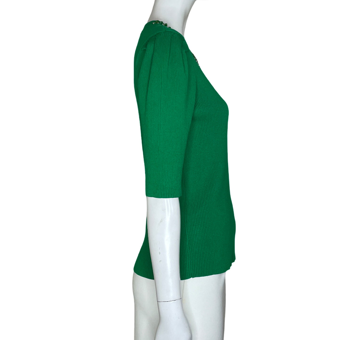 Blusa NANETTE LEPORE Piedras Mangas Puff Verde - Talla S
