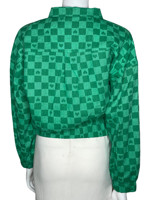 Chaqueta Pretty Garbage Cuadros Verde-Talla M