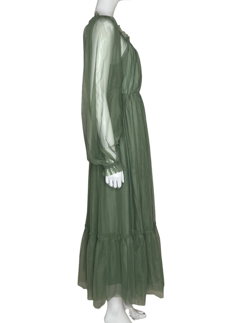 Vestido Listicle Tul Verde -Talla S