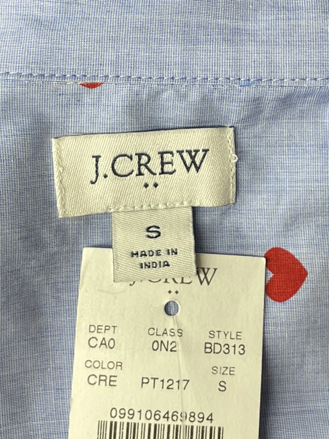 Camisa J. Crew Manga Larga Corazones Azul-Talla S